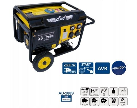 Agregat prądotwórczy z rozrusznikiem elektrycznym 230V AD-288S benzyna