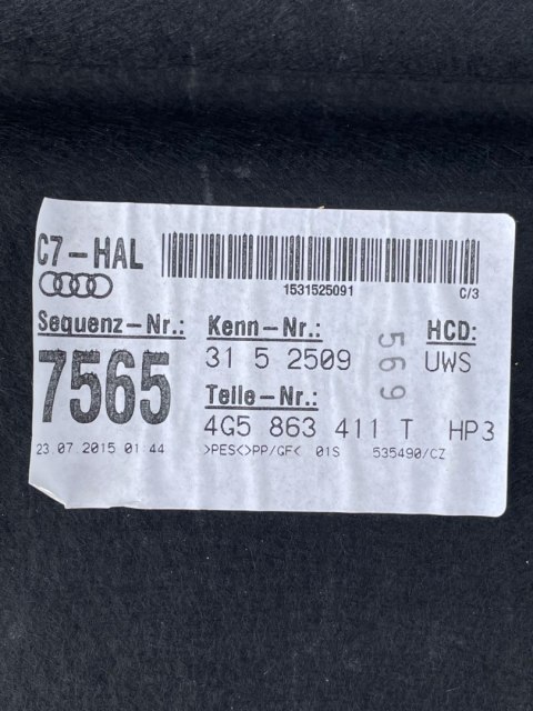 Audi A6 C7 Sedan LIFT Oryginalna półka bagażnika tył 4G5863411T
