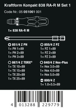 WKRĘTAK KRAFTFORM KOMPAKT Z GRZECHOTKĄ 838 RA-R M SET 1,15CZ