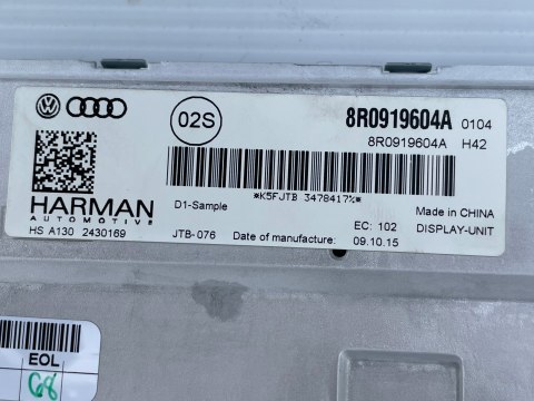 Audi A5 8T Lift A4 B8 Q5 Oryginalny Wyświetlacz MMI 3G+ 8R0919604A
