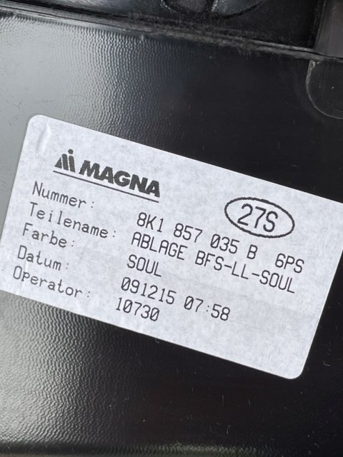 AUDI A5 8T lift ORYGINALNY SCHOWEK PASAŻERA 8K1857035B