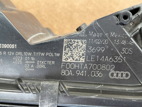 AUDI Q5 FY 2016-2020 FULL LED LAMPA PRAWY PRZÓD 80A941036