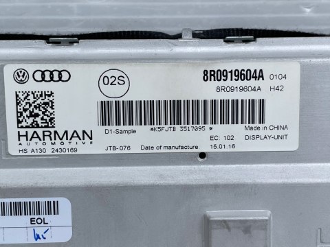Audi A5 8T A4 B8 Q5 Wyświetlacz MMI Oryginał 8R0919604A