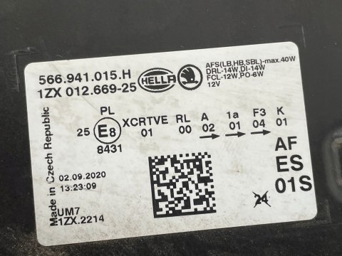 SKODA KODIAQ Oryginalna LAMPA LEWY PRZÓD 566941015h