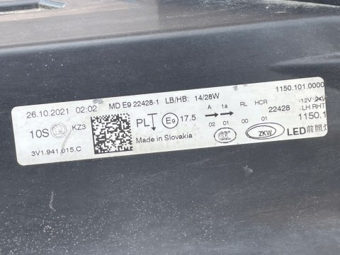 SKODA SUPERB 3 III Oryginalna LAMPA LEWY PRZÓD 3V1941015C