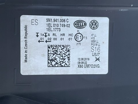 VW TIGUAN LIFT 5N1941006C LAMPA PRAWY PRZÓD 2011-15