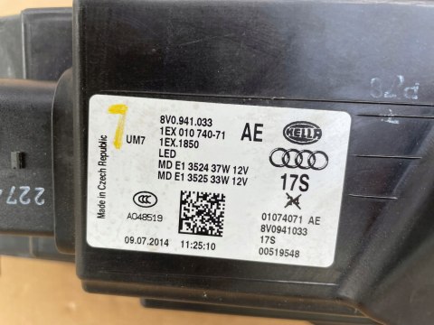 Audi A3 8V 2012-2017 Lampa lewa przód 8V0941033 Oryginał