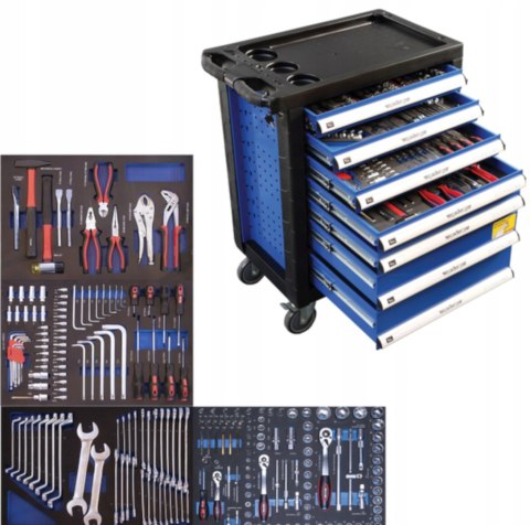 ADLER WÓZEK NARZĘDZIOWY 217 NARZĘDZI KOMPLETNY ZESTAW DO WARSZTATU