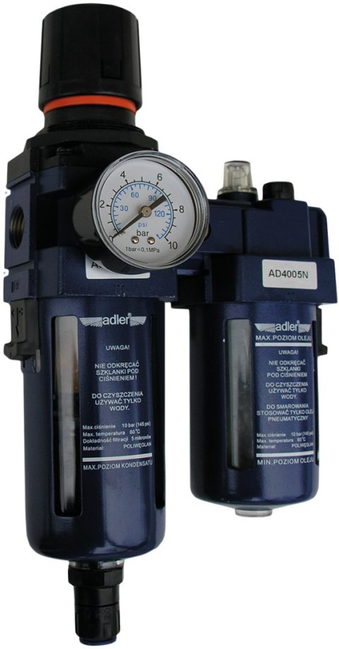 Filtr reduktor naolejacz 1/2" z automatycznym zaworem spustowym AD-4005FRN