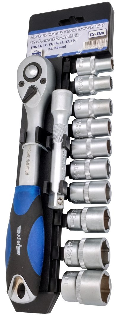 Zestaw - Klucze nasadowe Cr-V 1/2" - 12 elementów