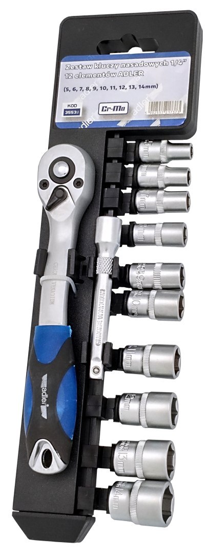 Zestaw - Klucze nasadowe Cr-V 1/4" - 12 elementów