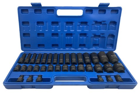 Zestaw nasadki udarowe 12-kątne Cr-Mo krótkie długie 1/2" 35szt AD-35KD/12