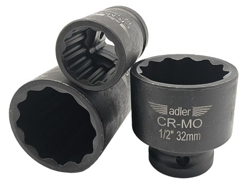 Zestaw nasadki udarowe 12-kątne Cr-Mo krótkie długie 1/2" 35szt AD-35KD/12